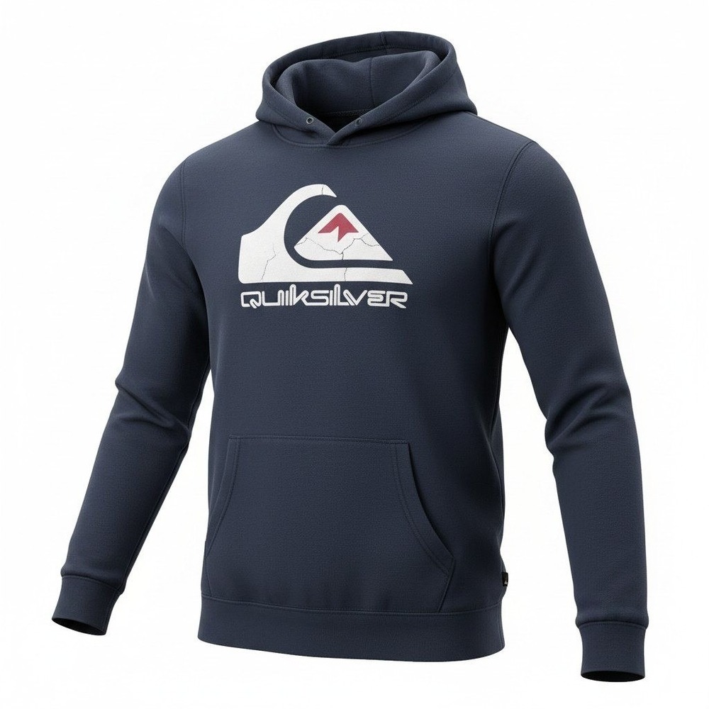 Quiksilver Mens Graphic Logo Pullover Hoodie Navy Blue Size Large L
